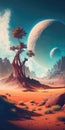 Mars Terraforming Lush Landscapes Everywhere Mobile Wallpaper. Generative AI Royalty Free Stock Photo