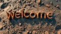 Mars Welcome concept creative horizontal art poster. Royalty Free Stock Photo