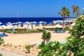 Marsa Alam, Egypt - May 7, 2023: Beautiful beach area of the Akassia Swiss Resort by the Red Sea in Marsa Alam, Egypt Royalty Free Stock Photo