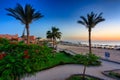 Marsa Alam, Egypt - May 10, 2023: Beautiful beach area of the Akassia Swiss Resort by the Red Sea in Marsa Alam, Egypt