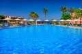 Marsa Alam, Egypt - May 8, 2023: Pool area of the Akassia Swiss Resort by the Red Sea in Marsa Alam, Egypt Royalty Free Stock Photo