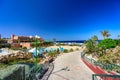 Marsa Alam, Egypt - May 10, 2023: Pool area of the Akassia Swiss Resort by the Red Sea in Marsa Alam, Egypt Royalty Free Stock Photo