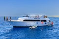 Marsa Alam, Egypt - May 11, 2023: Yachts with snorkeling and diving trips in the Red Sea in Egypt