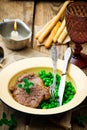 Marsala Scaloppine..style rustic. Royalty Free Stock Photo