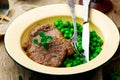 Marsala Scaloppine..style rustic. Royalty Free Stock Photo