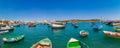 Marsaxlokk bay panorama with fisher boats at Malta