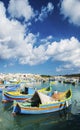 Marsaxlokk harbour and traditional mediterranean fishing boats i