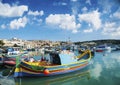 Marsaxlokk harbour and traditional mediterranean fishing boats i