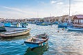 Marsaxlokk with Luzzu, traditional fishing boat from Malta islands Royalty Free Stock Photo