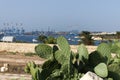 Marsaxlokk, Malta, August 2019. View of the port facilities from the mountains.