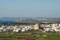 MARSAXLOKK, MALTA - 01 JAN, 2020: Panoramic view with the Mosta Rotunda and the Mediterranean Sea in the background Royalty Free Stock Photo