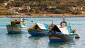 Three fishing boats at Marsaxlokk, Malta Royalty Free Stock Photo