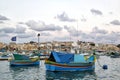 Multicolored traditional fishing boats of Luzzu