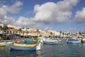 Multicolored traditional fishing boats of Luzzu