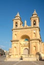 View at the Church of Our Lady of Pompei in the streets of Marsaxlokk in Malta Royalty Free Stock Photo