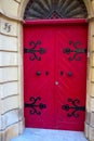 traditional red maltese door on an old house, Malta Royalty Free Stock Photo