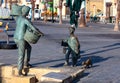 Marsaxlokk. Monument to the fishermen on the waterfront Royalty Free Stock Photo