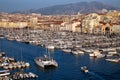 Marseille, France. Aerial panoramic view to the harbor and city. Royalty Free Stock Photo