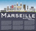 Marseille France City Skyline with Gray Buildings, Blue Sky and Royalty Free Stock Photo