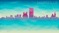 Marseille France City Skyline Vector Silhouette. Broken Glass Abstract Geometric Dynamic Textured. Banner Background. Colorful Sha Royalty Free Stock Photo