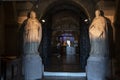 Marseille, France, 08/10/2019: Interior of the Notre-Dame de la Garde in Marseille. Statues of saints at the entrance to the