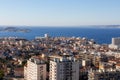 Aerial view of the city of Marseille on a sunny winter day Royalty Free Stock Photo