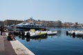 Marseille : Vieux Port, Old Port, Quai des Belges: port with boats and sea view in summer in Provence Royalty Free Stock Photo