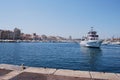 Marseille : Vieux Port, Old Port, Quai des Belges: port with boats and sea view in summer in Provence Royalty Free Stock Photo