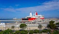 Marseille, France - May 29, 2023: Corsica car ferry in the port of Marseille, France