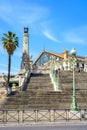 The monumental stairway going up to Saint-Charles train station in Marseille, France Royalty Free Stock Photo