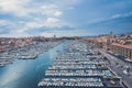 MARSEILLE, FRANCE - NOV 12, 2021 - Aerial view of Marseille Vieux Port
