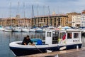 MARSEILLE, FRANCE - NOV 12, 2021 - Fisherman in the old port of Marseille, after tough morning in the sea