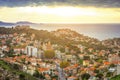 MARSEILLE, FRANCE, on November 16, 2018. Aerial View at dawn on the Marseille City and its Harbor, France Royalty Free Stock Photo