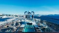 Partial view of the deck of the cruise ship Seaview of the company MSC moored in the port