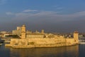 MARSEILLE, FRANCE - OCTOBER 02, 2017: Sunset view of Fort Saint-Jean in Marseille Royalty Free Stock Photo