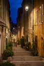 Marseille, France. Panier quarter in the old town. Narrow colorful street by night.