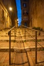 Marseille, France. Panier quarter in the old town. Pedestrian stairs by night.