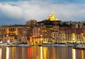 Marseille, France panorama at night.