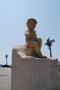 Marseille : Little cherub angel in stone in front of the Basilique Notre-Dame de la Garde, la Bonne MÃÂ¨re.