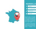 Marseille map infographic vector isolated illustration Royalty Free Stock Photo