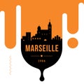 Marseille Modern Web Banner Design with Vector Linear Skyline Royalty Free Stock Photo