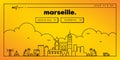 Marseille Modern Web Banner Design with Vector Linear Skyline Royalty Free Stock Photo