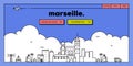 Marseille Modern Web Banner Design with Vector Linear Skyline Royalty Free Stock Photo