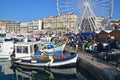 Marseille old town main harbour front with busy crowded fish market Royalty Free Stock Photo