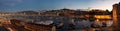 Marseille, Provence, France - Extra large panoramic view over the old harbor at dusk Royalty Free Stock Photo