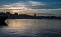 Marseille, Provence, France - View over the sea at the old harbor at dusk Royalty Free Stock Photo