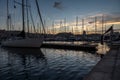 Marseille, Provence, France - View over the sea and ships at the old harbor at dusk Royalty Free Stock Photo