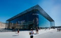 MARSEILLES, FRANCE - JUNE 22, 2016: Tourists and local people walking in front of the modern building of Museum of European and