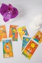 Marseilles Tarot Decks and orchid Royalty Free Stock Photo