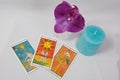 Marseilles Tarot Decks and orchid Royalty Free Stock Photo